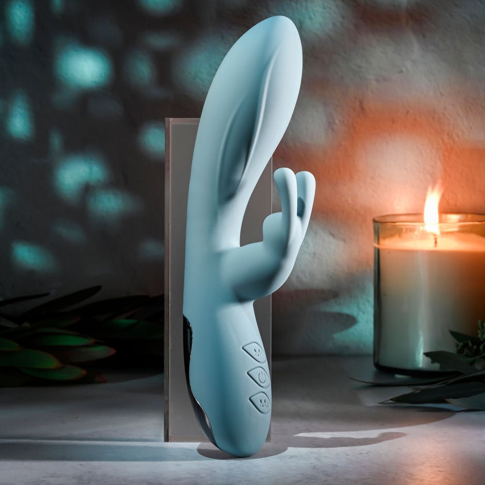 Evolved BOSS BUNNY - Baby Blue 20.1 cm USB Rechargeable Rabbit Vibrator - Silk and Sin