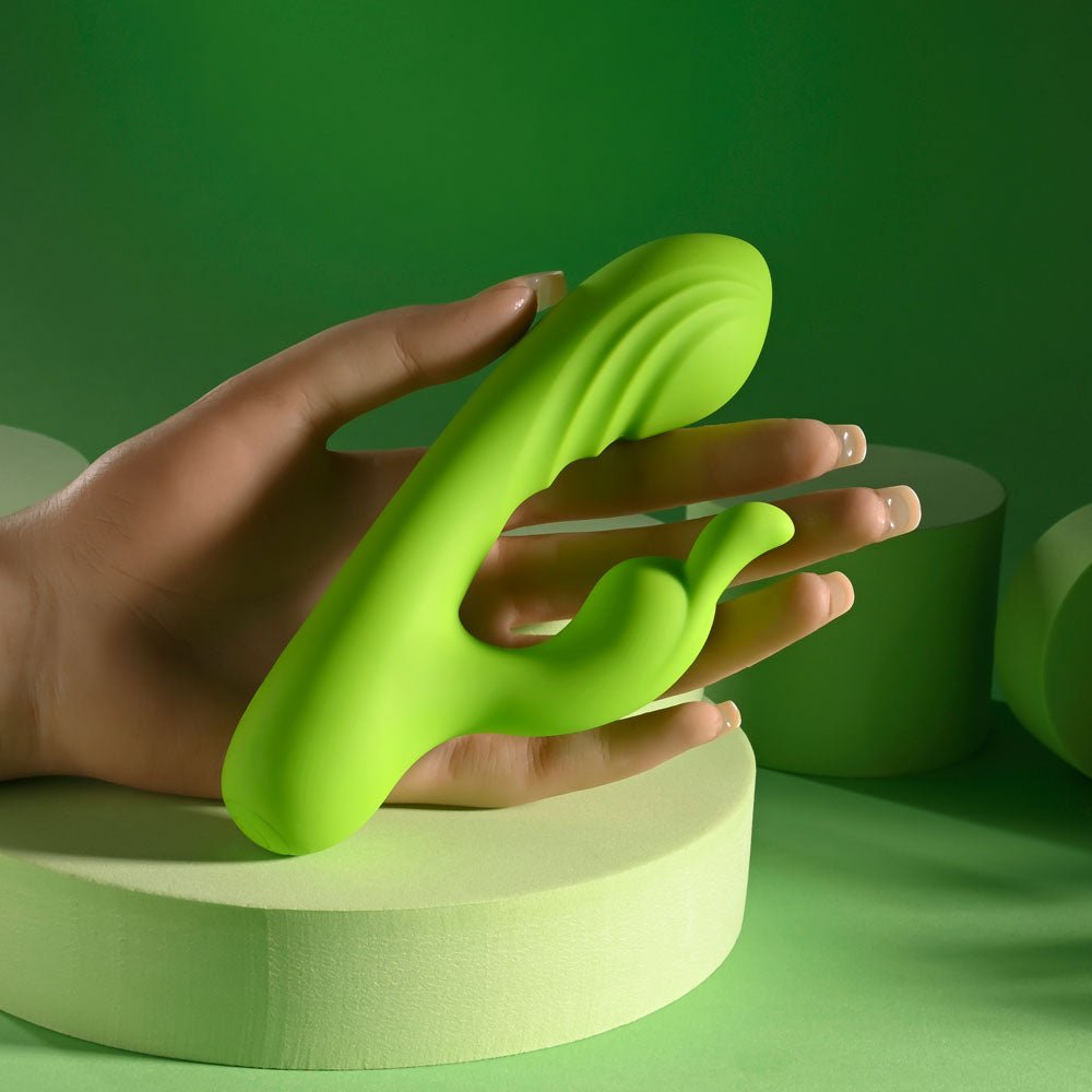 Evolved BRAT BUNNY - Green 16.2 cm USB Rechargeable Rabbit Vibrator - Silk and Sin