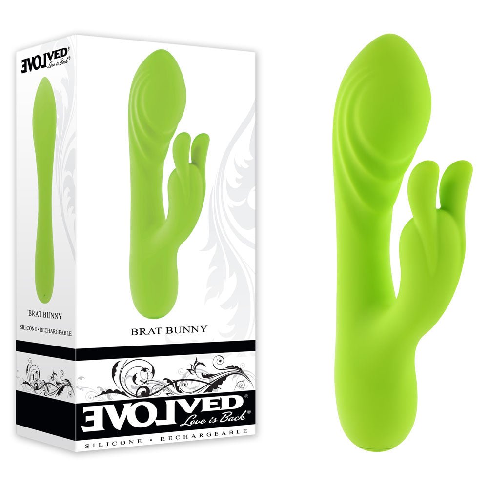 Evolved BRAT BUNNY - Green 16.2 cm USB Rechargeable Rabbit Vibrator - Silk and Sin