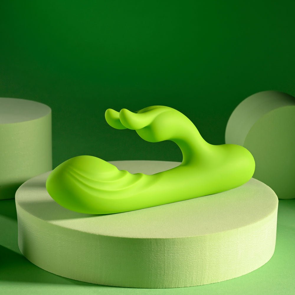 Evolved BRAT BUNNY - Green 16.2 cm USB Rechargeable Rabbit Vibrator - Silk and Sin