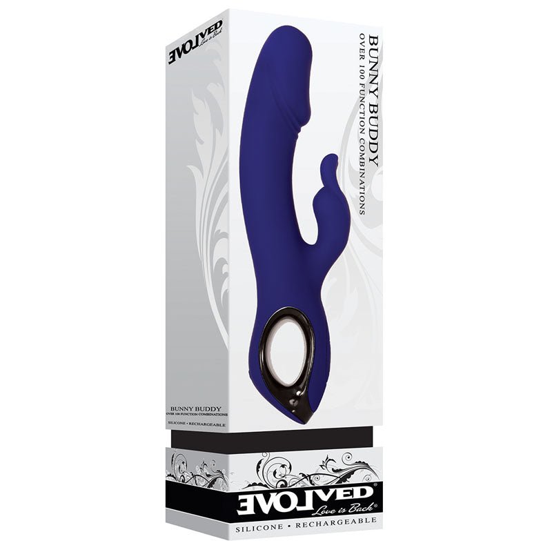 Evolved Bunny Buddy - Blue 22.2 cm USB Rechargeable Rabbit Vibrator - Silk and Sin