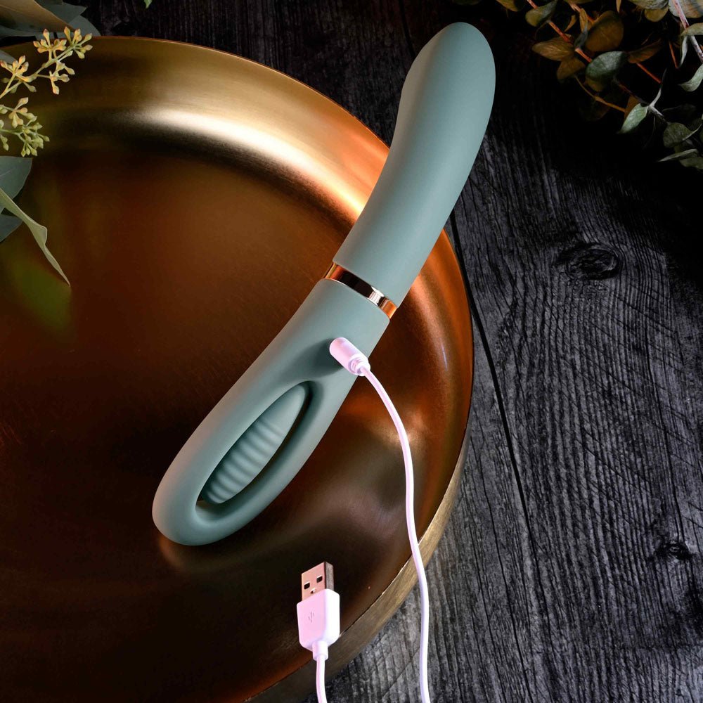 Evolved CHICK FLICK - Olive Green 24 cm USB Rechargeable Vibrator with Flicking Tip - Silk and Sin