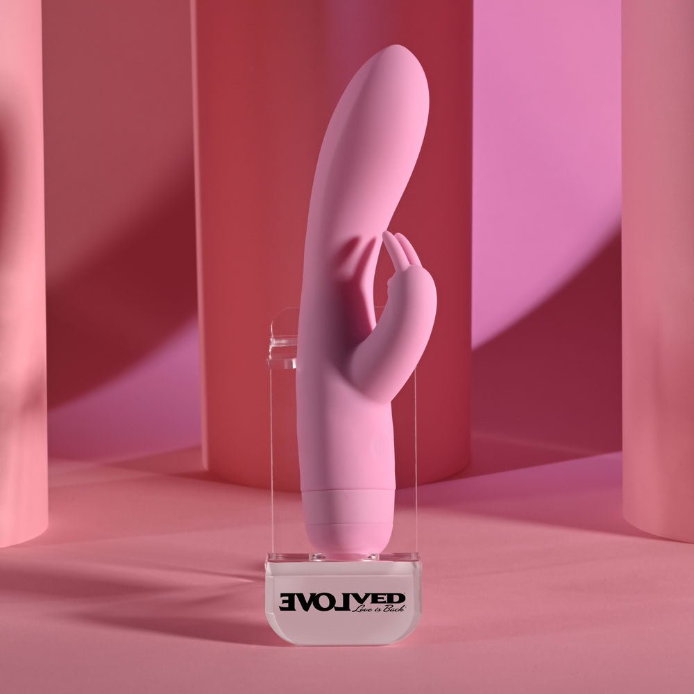Evolved CUSHY BUNNY - Pink 19.1 cm USB Rechargeable Rabbit Vibrator - Silk and Sin