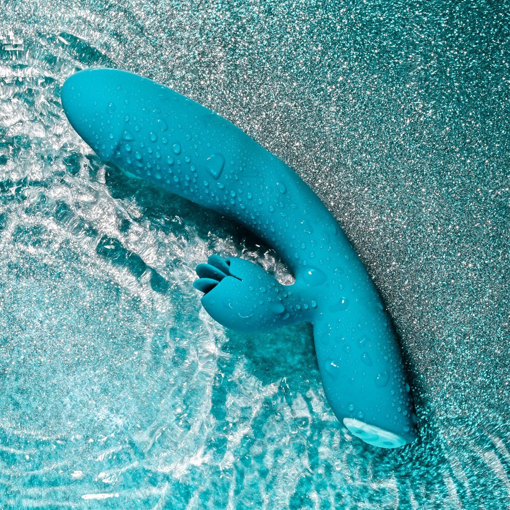Evolved FIERCE FLICKER - Blue 19.5 cm USB Rechargeable Rabbit Flicker Vibrator - Silk and Sin