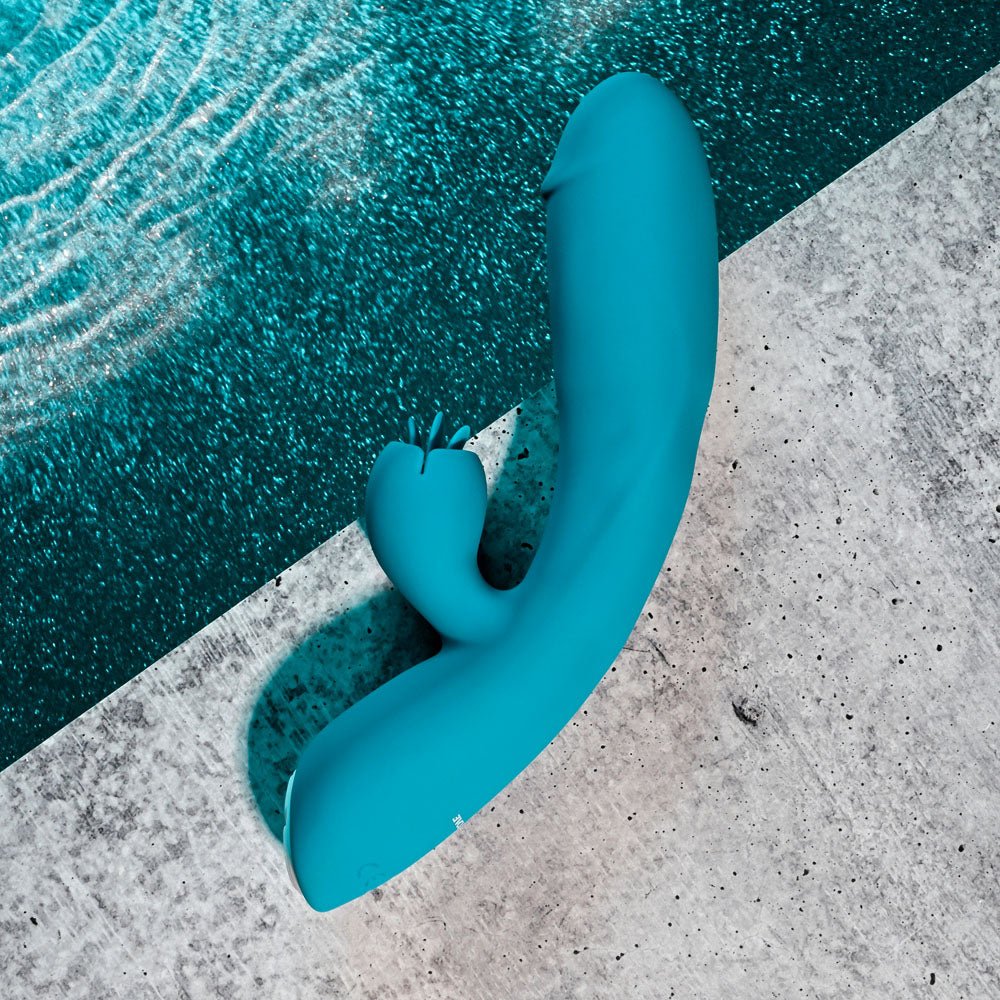 Evolved FIERCE FLICKER - Blue 19.5 cm USB Rechargeable Rabbit Flicker Vibrator - Silk and Sin