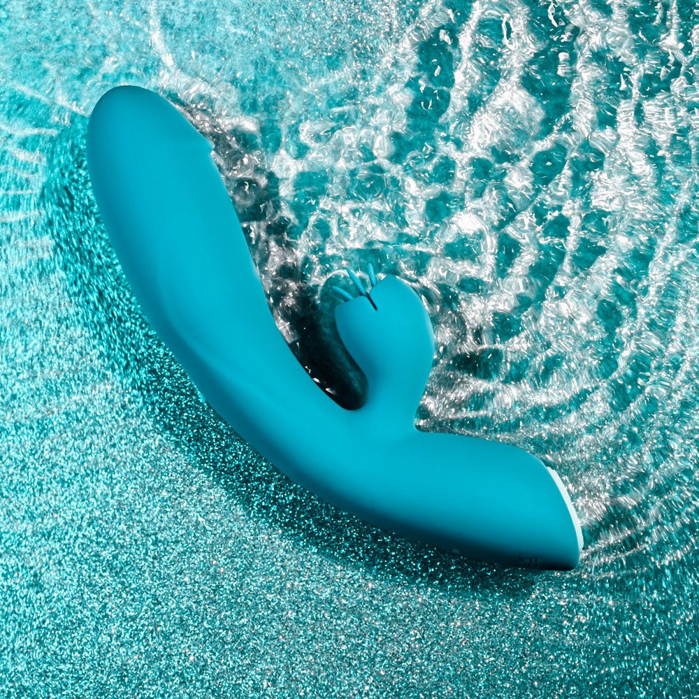 Evolved FIERCE FLICKER - Blue 19.5 cm USB Rechargeable Rabbit Flicker Vibrator - Silk and Sin