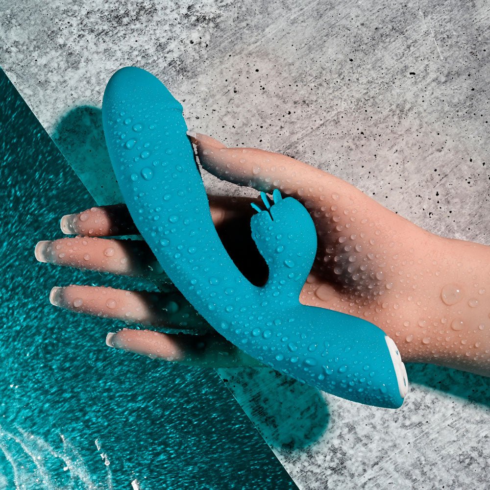 Evolved FIERCE FLICKER - Blue 19.5 cm USB Rechargeable Rabbit Flicker Vibrator - Silk and Sin