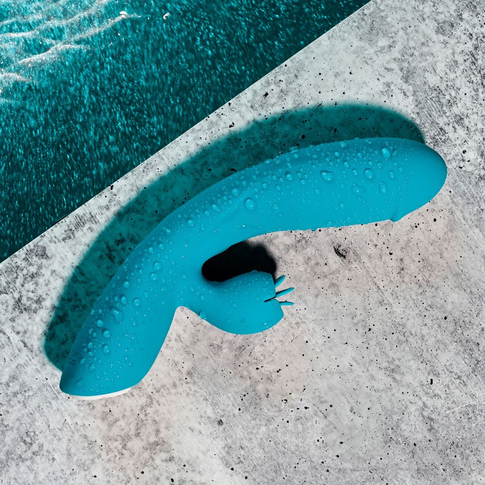 Evolved FIERCE FLICKER - Blue 19.5 cm USB Rechargeable Rabbit Flicker Vibrator - Silk and Sin