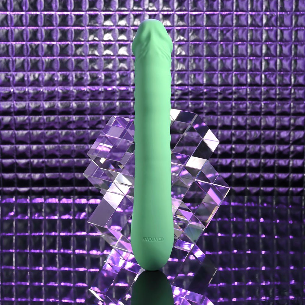 Evolved FULL THROTTLE - Mint Green 24.1 cm USB Rechargeable Vibrator - Silk and Sin