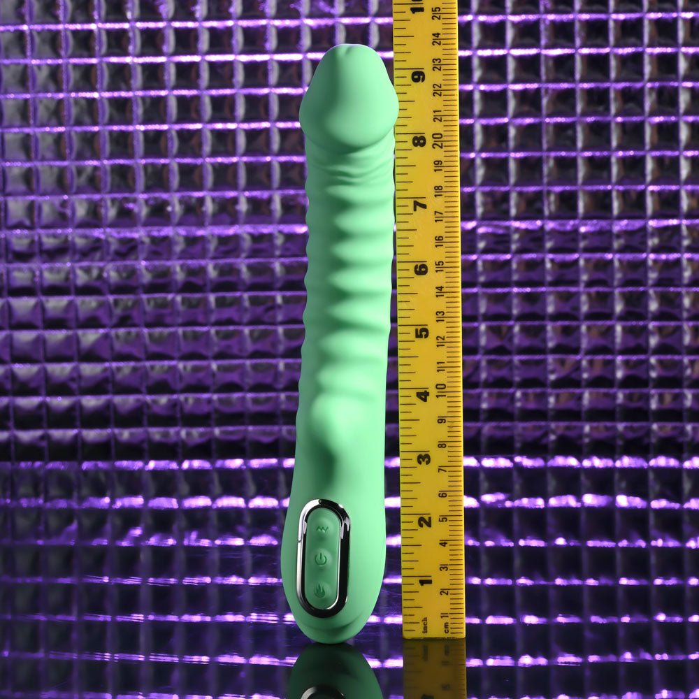 Evolved FULL THROTTLE - Mint Green 24.1 cm USB Rechargeable Vibrator - Silk and Sin