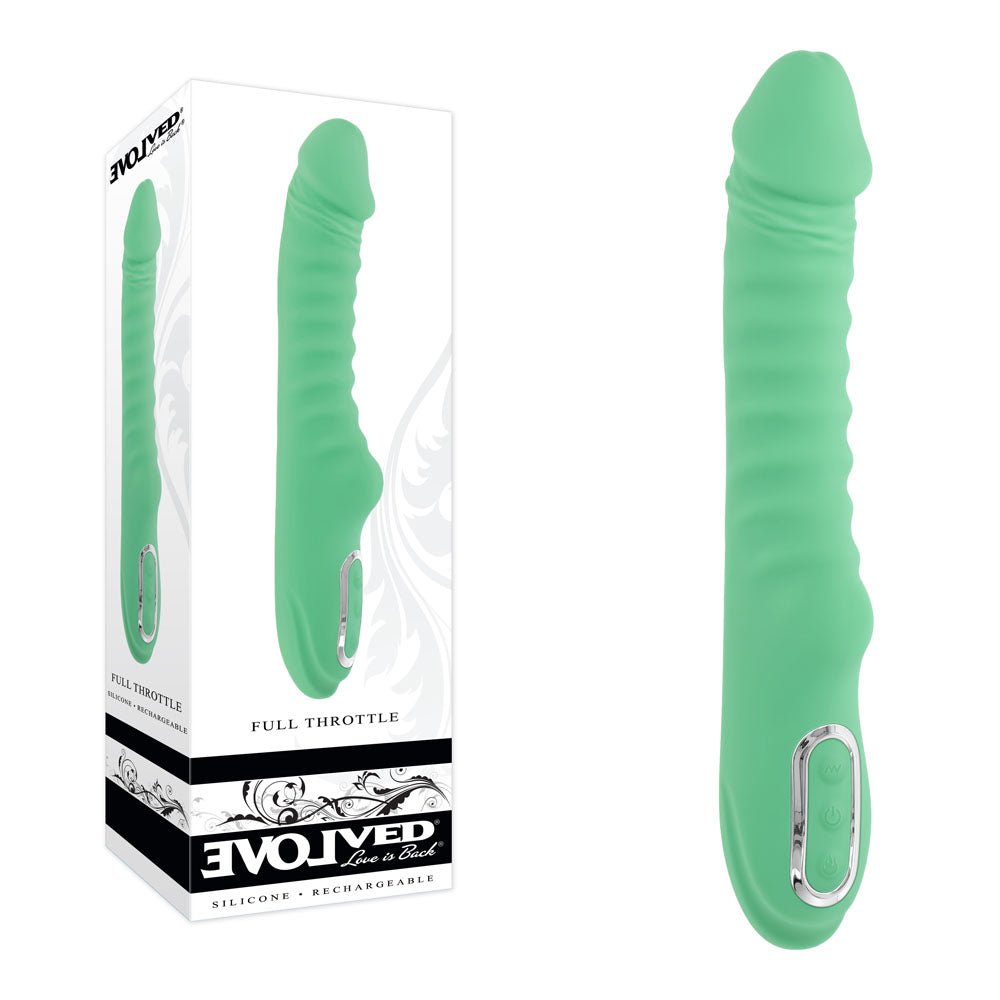 Evolved FULL THROTTLE - Mint Green 24.1 cm USB Rechargeable Vibrator - Silk and Sin