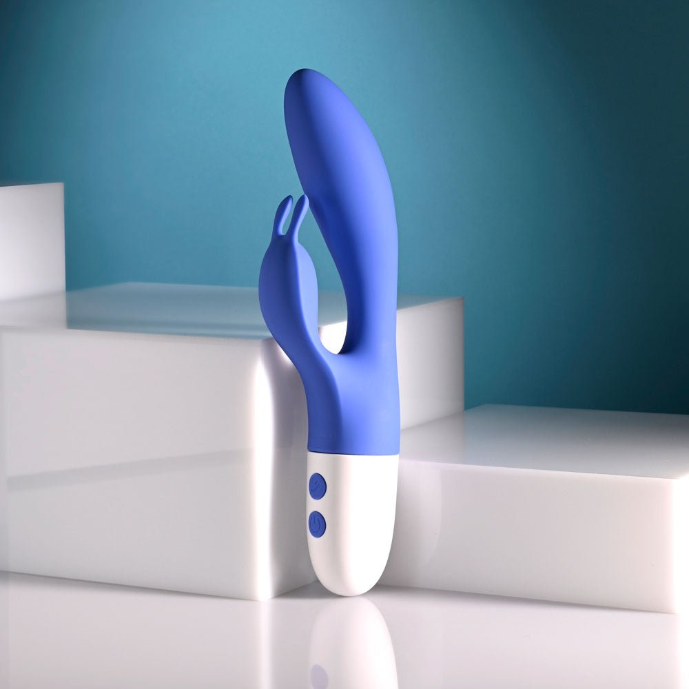 Evolved FUNNY BUNNY - Blue 20 cm USB Rechargeable Rabbit Vibrator - Silk and Sin