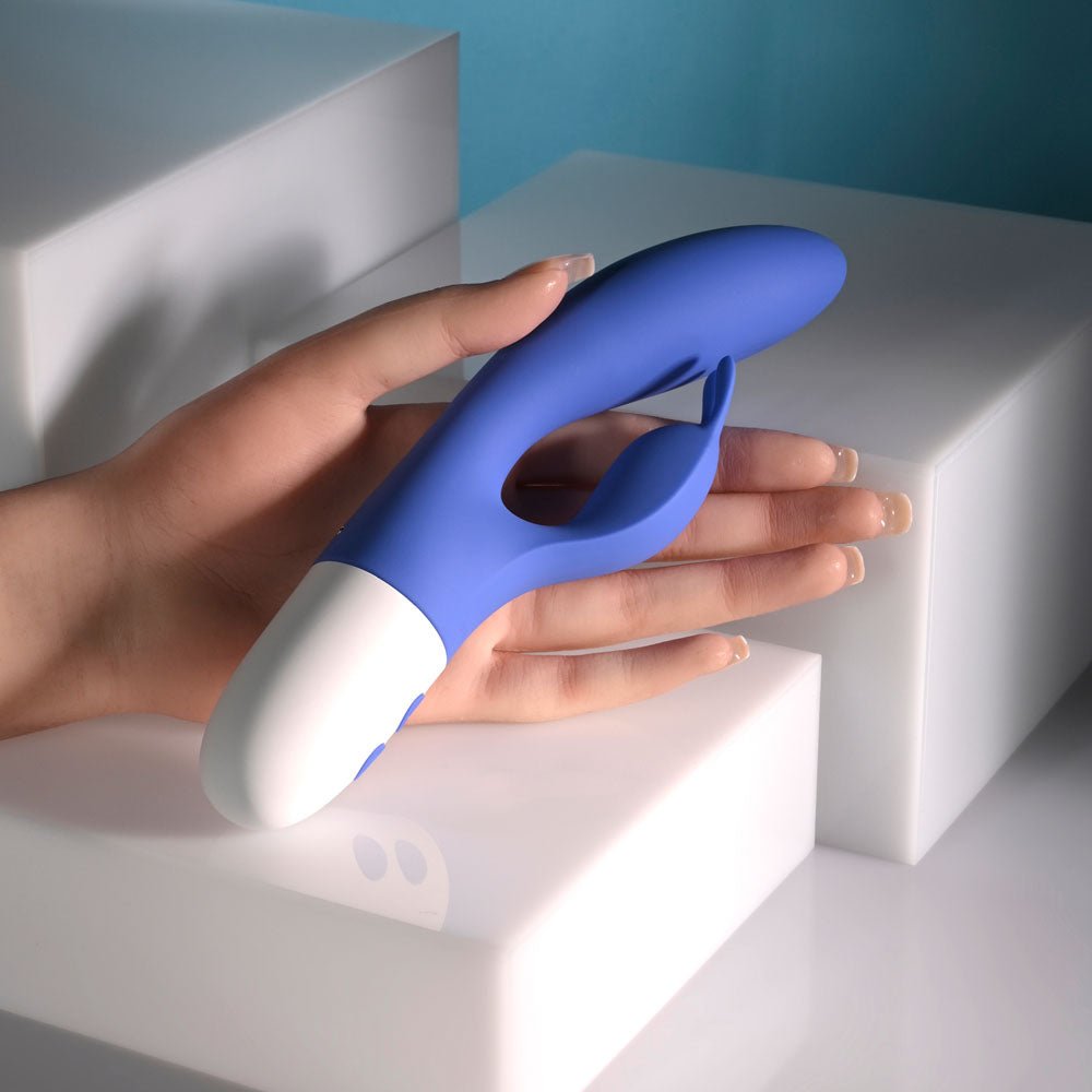 Evolved FUNNY BUNNY - Blue 20 cm USB Rechargeable Rabbit Vibrator - Silk and Sin