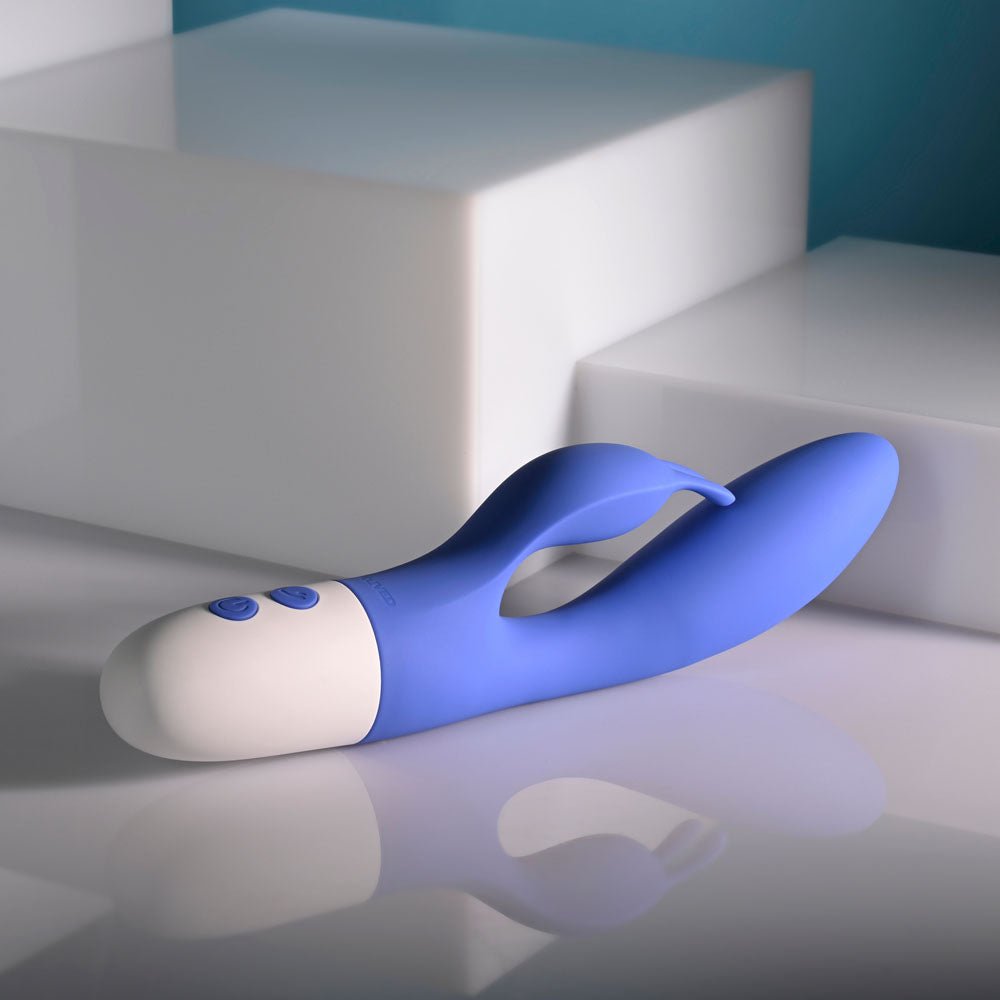 Evolved FUNNY BUNNY - Blue 20 cm USB Rechargeable Rabbit Vibrator - Silk and Sin