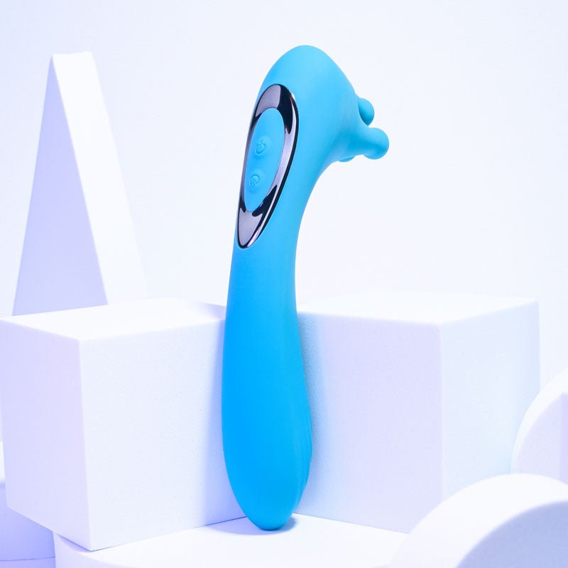Evolved HEADS OR TAILS - Blue 19.3 cm USB Rechargeable Dual Ended Massager - Silk and Sin