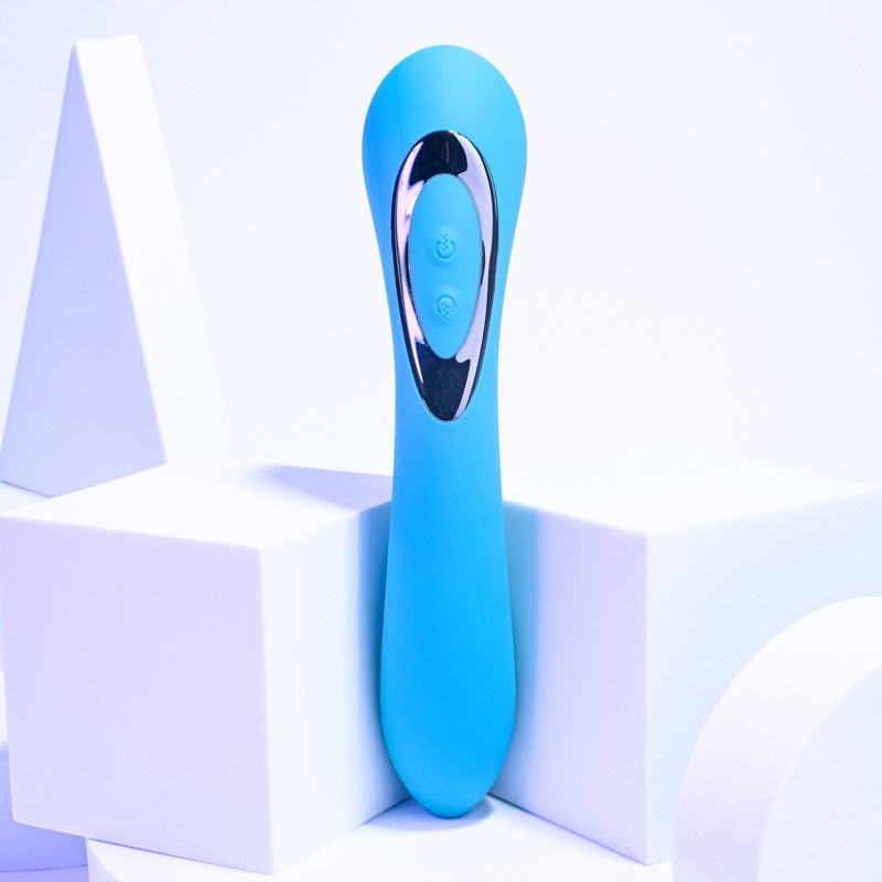 Evolved HEADS OR TAILS - Blue 19.3 cm USB Rechargeable Dual Ended Massager - Silk and Sin