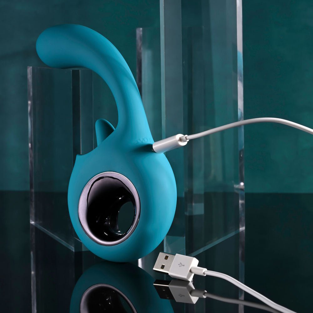 Evolved HOW MANY LICKS - Blue 17.8 cm USB Rechargeable Vibrator with Flicking Stimulator - Silk and Sin