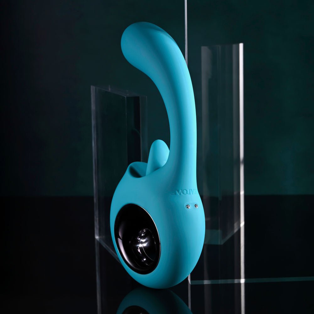 Evolved HOW MANY LICKS - Blue 17.8 cm USB Rechargeable Vibrator with Flicking Stimulator - Silk and Sin