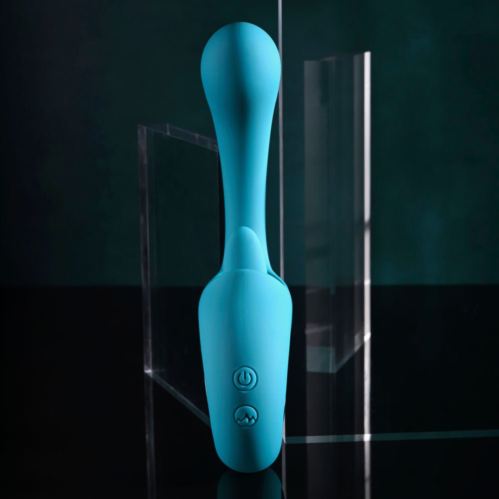 Evolved HOW MANY LICKS - Blue 17.8 cm USB Rechargeable Vibrator with Flicking Stimulator - Silk and Sin