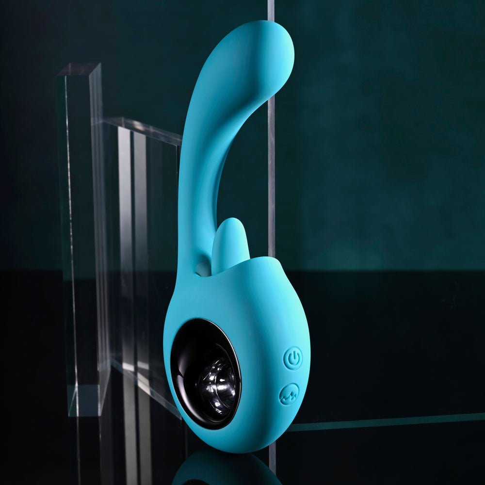 Evolved HOW MANY LICKS - Blue 17.8 cm USB Rechargeable Vibrator with Flicking Stimulator - Silk and Sin