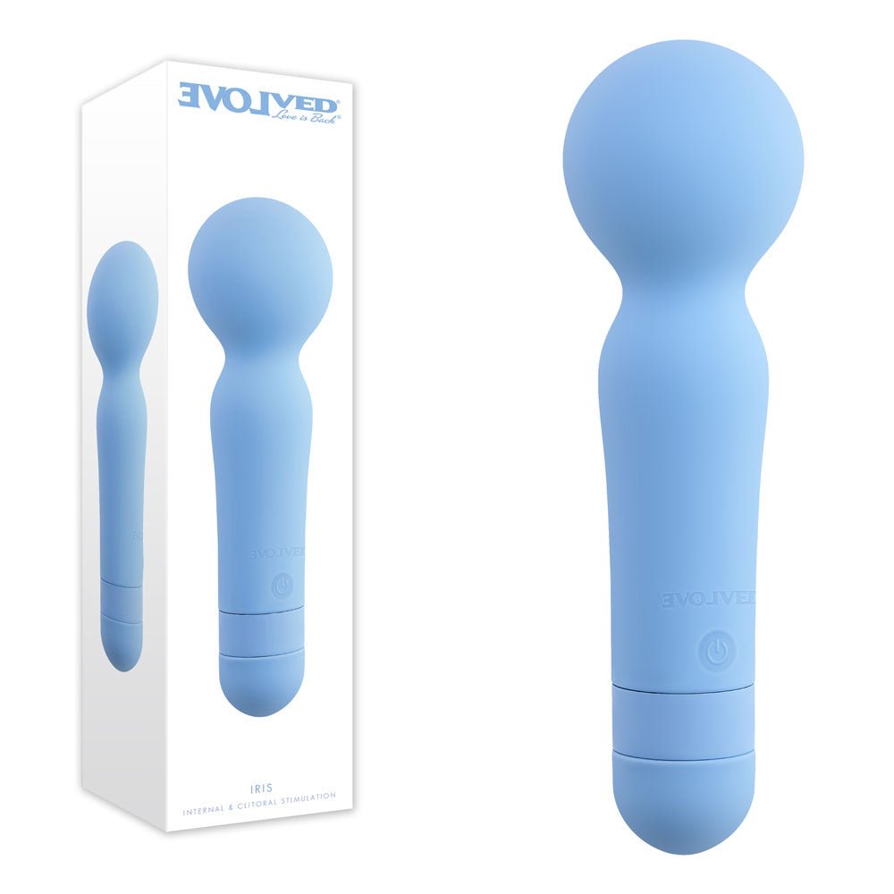 Evolved IRIS - Blue 18.3 cm USB Rechargeable Massage Wand - Silk and Sin
