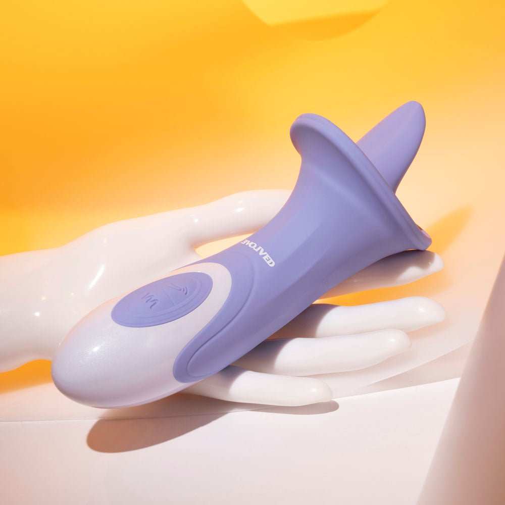 Evolved LIX & KISSES - Purple 18.7 cm USB Rechargeable Flicking Tongue Stimulator - Silk and Sin