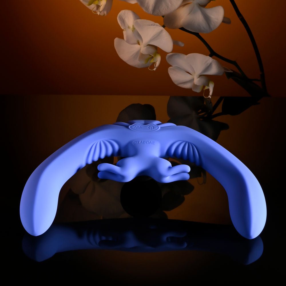 Evolved LOVEBIRDS - Purple 20.8 cm USB Rechargeable Double-Ended Rabbit Vibrator with Remote - Silk and Sin