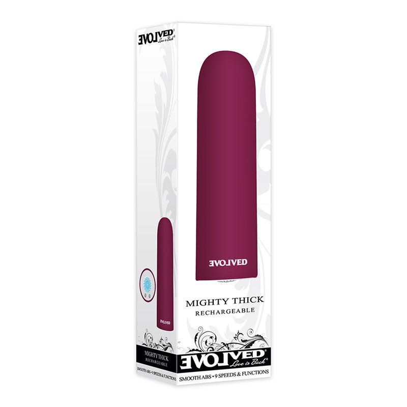 Evolved Mighty Thick - Burgundy Red 9 cm USB Rechargeable Bullet - Silk and Sin