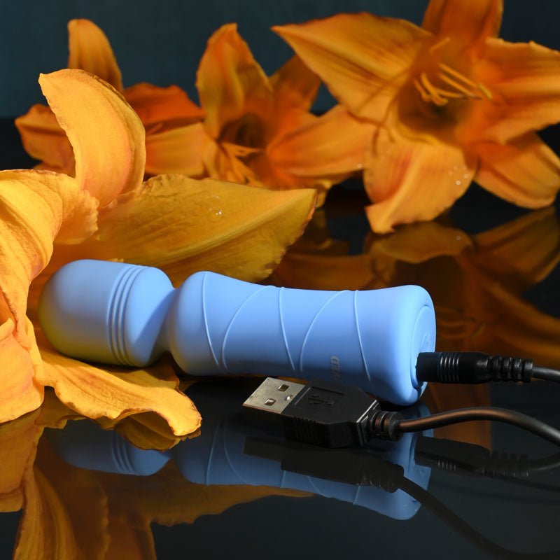 Evolved Out Of The Blue - Blue 10.5 cm USB Rechargeable Mini Massager Wand - Silk and Sin