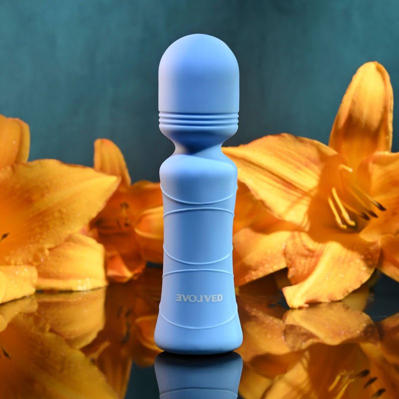 Evolved Out Of The Blue - Blue 10.5 cm USB Rechargeable Mini Massager Wand - Silk and Sin