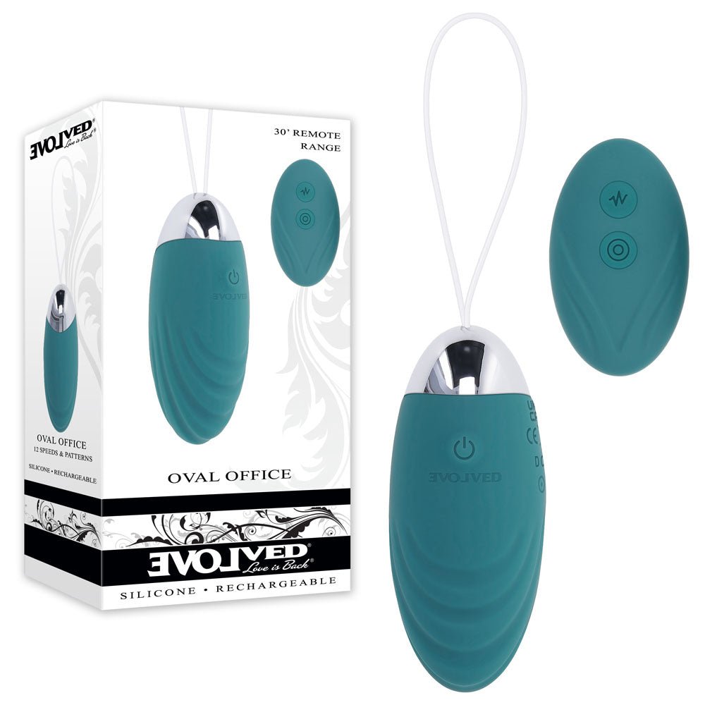 Evolved OVAL OFFICE - Green 8.5 cm USB Rechargeable Wireless Egg with Remote Control - Silk and Sin