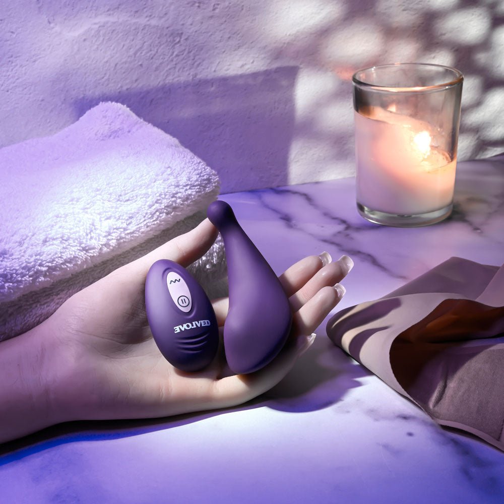 Evolved PANTY PARTY - Purple USB Rechargeable Panty Vibrator with Remote Control - Silk and Sin