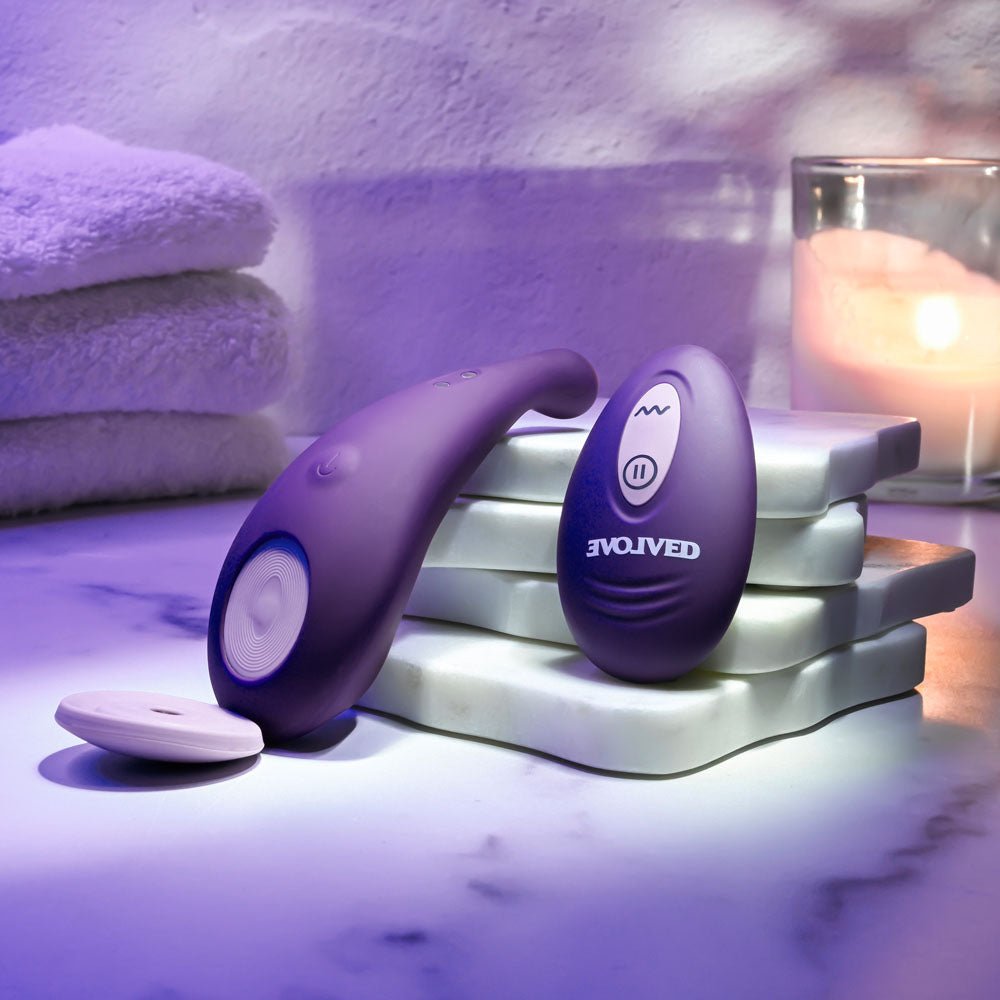 Evolved PANTY PARTY - Purple USB Rechargeable Panty Vibrator with Remote Control - Silk and Sin
