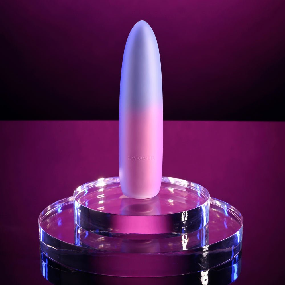 Evolved PARADISE BULLET - Pink/Purple 10.2 cm USB Rechargeable Bullet - Silk and Sin