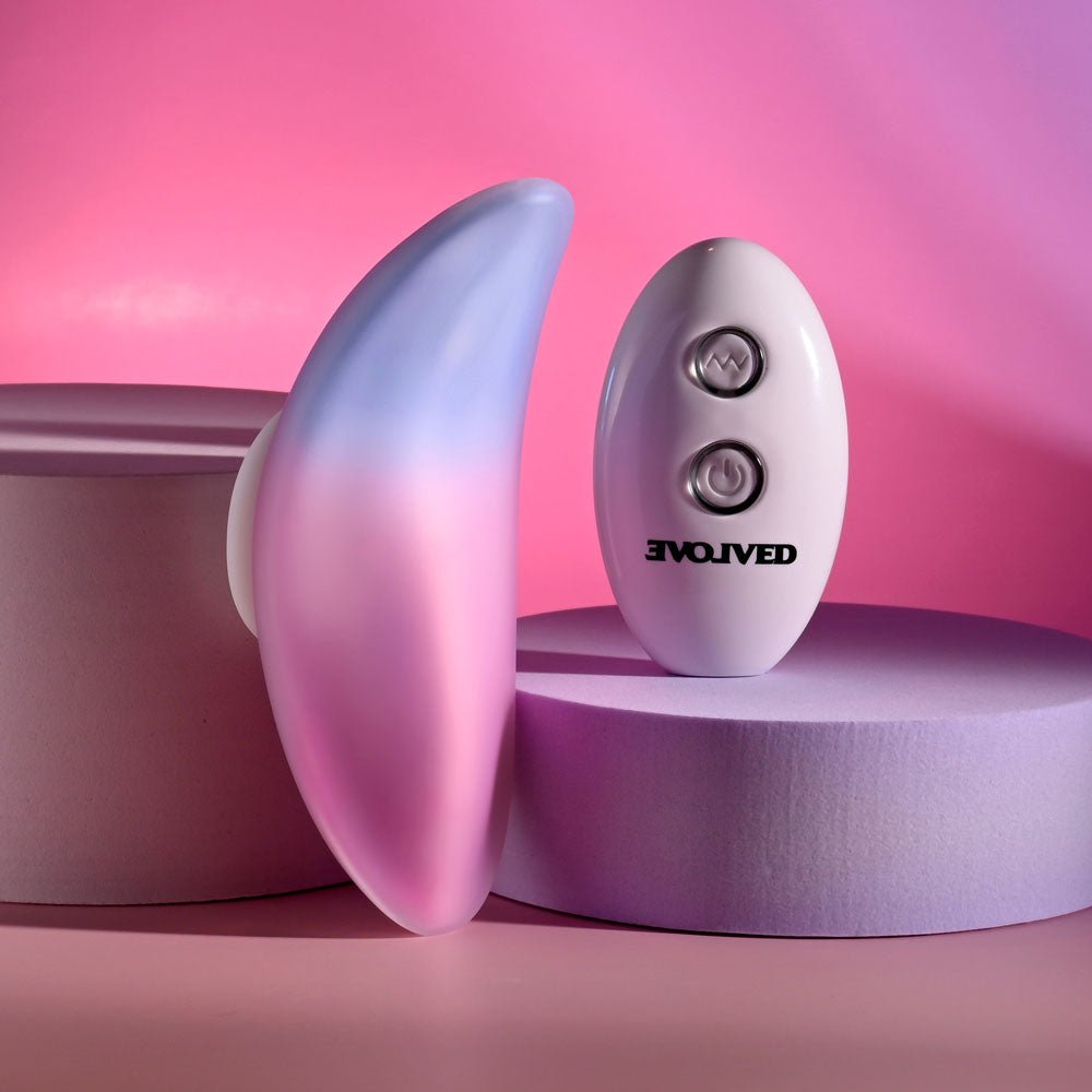 Evolved PARADISE PANTY - Pink/Purple USB Rechargeable Panty Vibrator with Remote Control - Silk and Sin