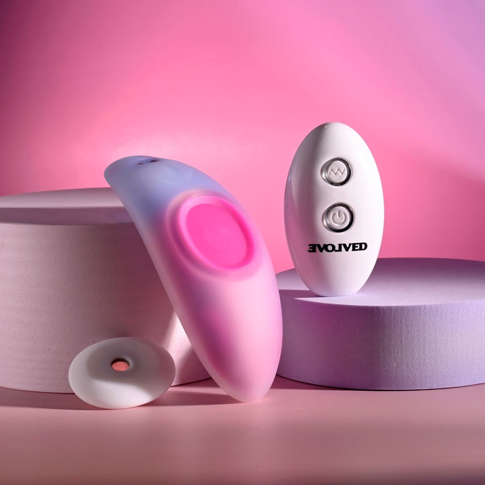 Evolved PARADISE PANTY - Pink/Purple USB Rechargeable Panty Vibrator with Remote Control - Silk and Sin