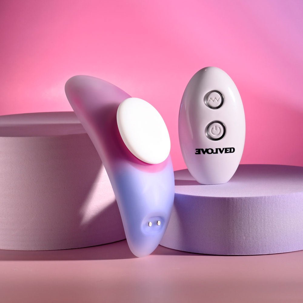 Evolved PARADISE PANTY - Pink/Purple USB Rechargeable Panty Vibrator with Remote Control - Silk and Sin