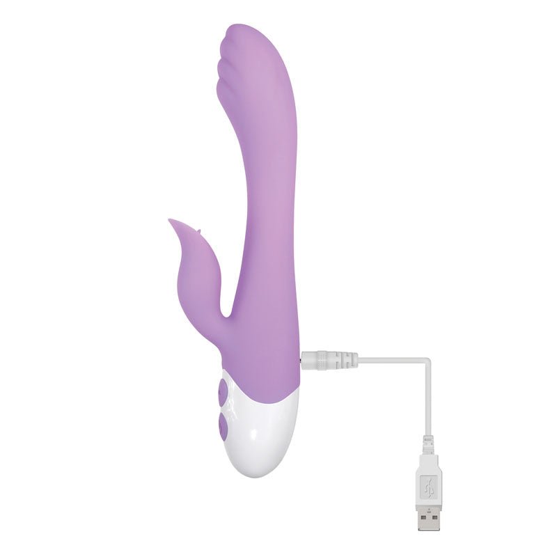 Evolved PLEASING PETAL - Lilac 19.7 cm USB Rechargeable Rabbit Vibrator - Silk and Sin