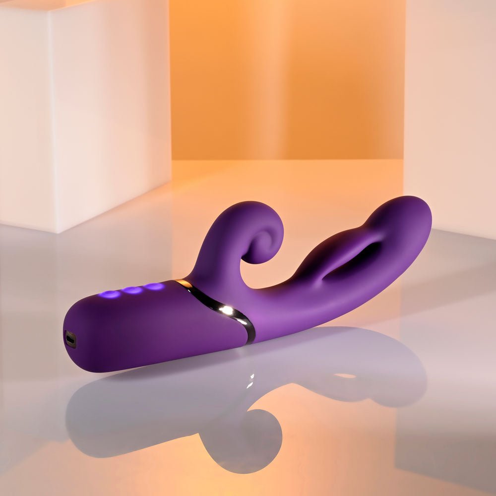 Evolved PLEASURE PUFF - Purple 24.1 cm USB Rechargeable Inflatable Rabbit Vibrator - Silk and Sin
