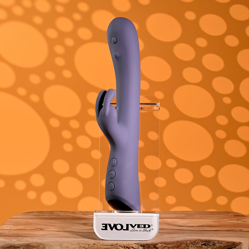 Evolved POPPIN GOOD TIME - Purple 20 cm USB Rechargeable Rabbit Vibrator - silkandsin