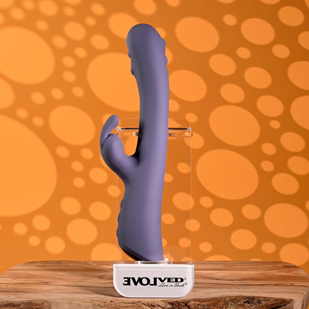 Evolved POPPIN GOOD TIME - Purple 20 cm USB Rechargeable Rabbit Vibrator - silkandsin