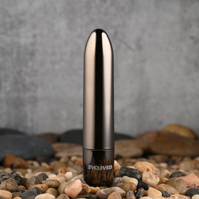 Evolved REAL SIMPLE - Black Chrome 10 cm USB Rechargeable Bullet - Silk and Sin