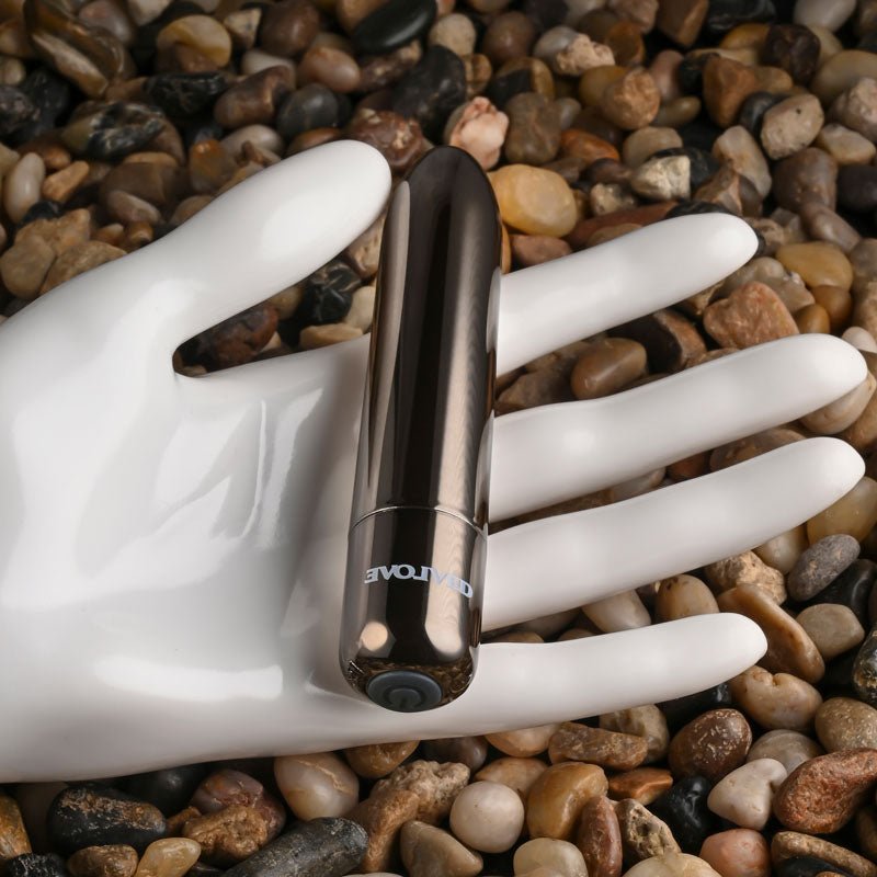 Evolved REAL SIMPLE - Black Chrome 10 cm USB Rechargeable Bullet - Silk and Sin