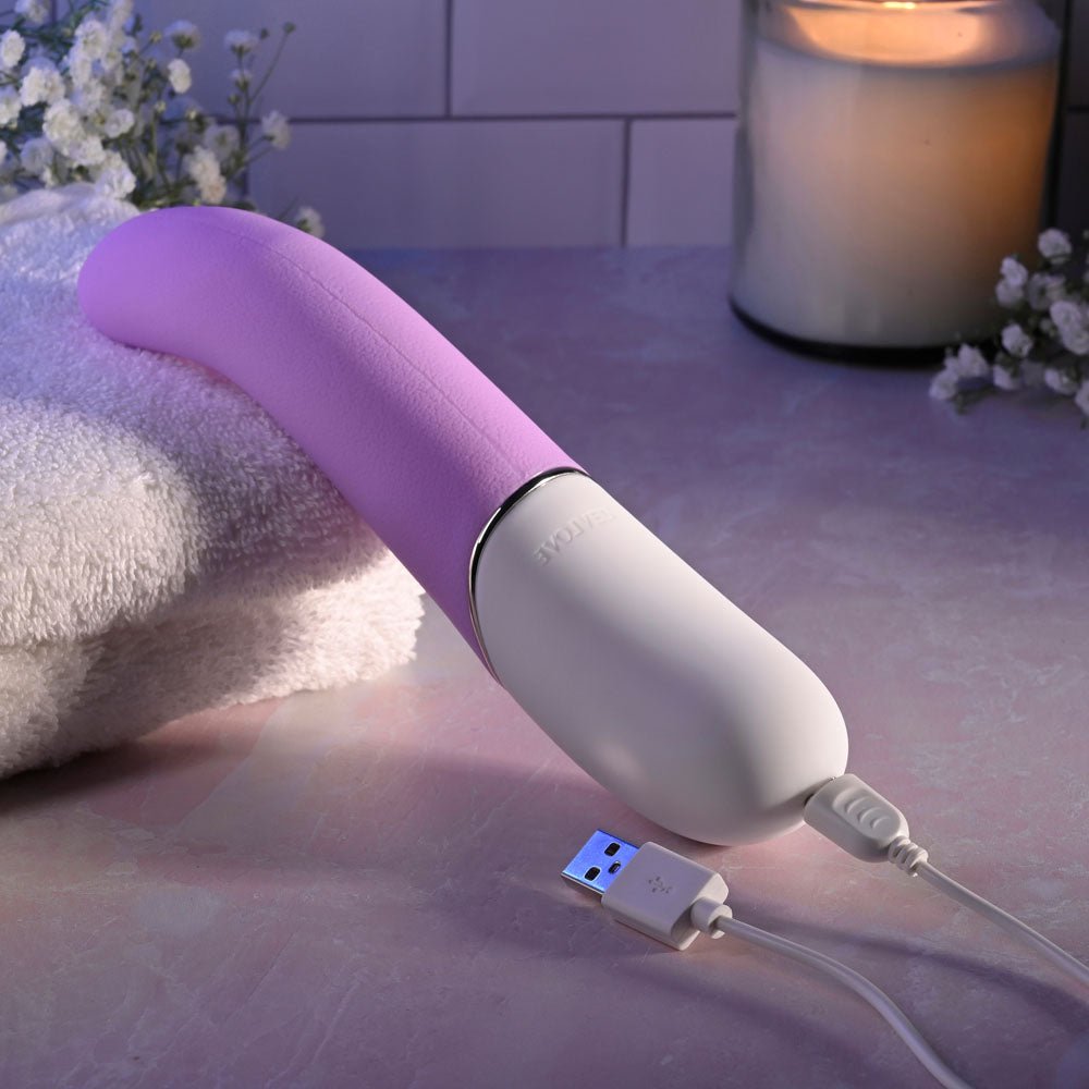Evolved SLIP OF THE TONGUE - Purple 21.1 cm USB Rechargeable Flicking Tongue Vibrator - Silk and Sin