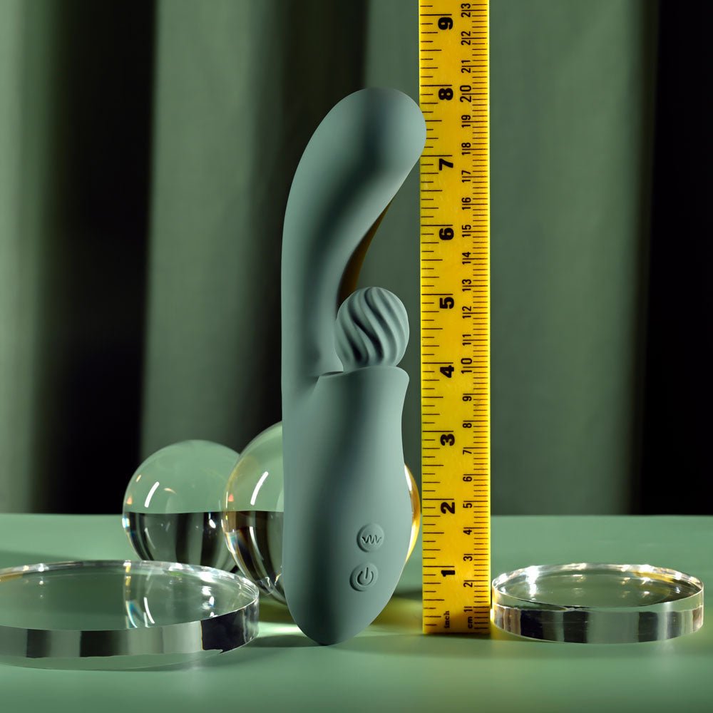Evolved SPIRAL CHARM - Green 18 cm USB Rechargeable Rabbit Vibrator - Silk and Sin