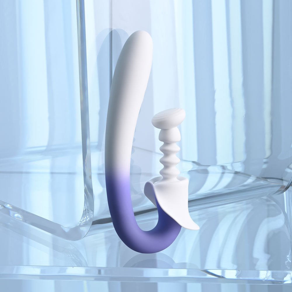 Evolved SPRING LOADED - White/Purple 23 cm USB Rechargeable Multi-Tapping Vibrator - Silk and Sin