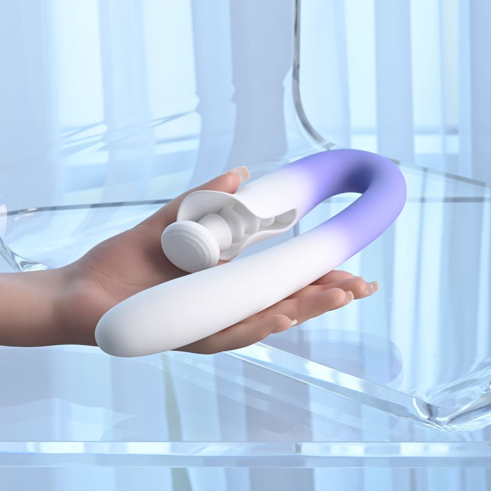 Evolved SPRING LOADED - White/Purple 23 cm USB Rechargeable Multi-Tapping Vibrator - Silk and Sin