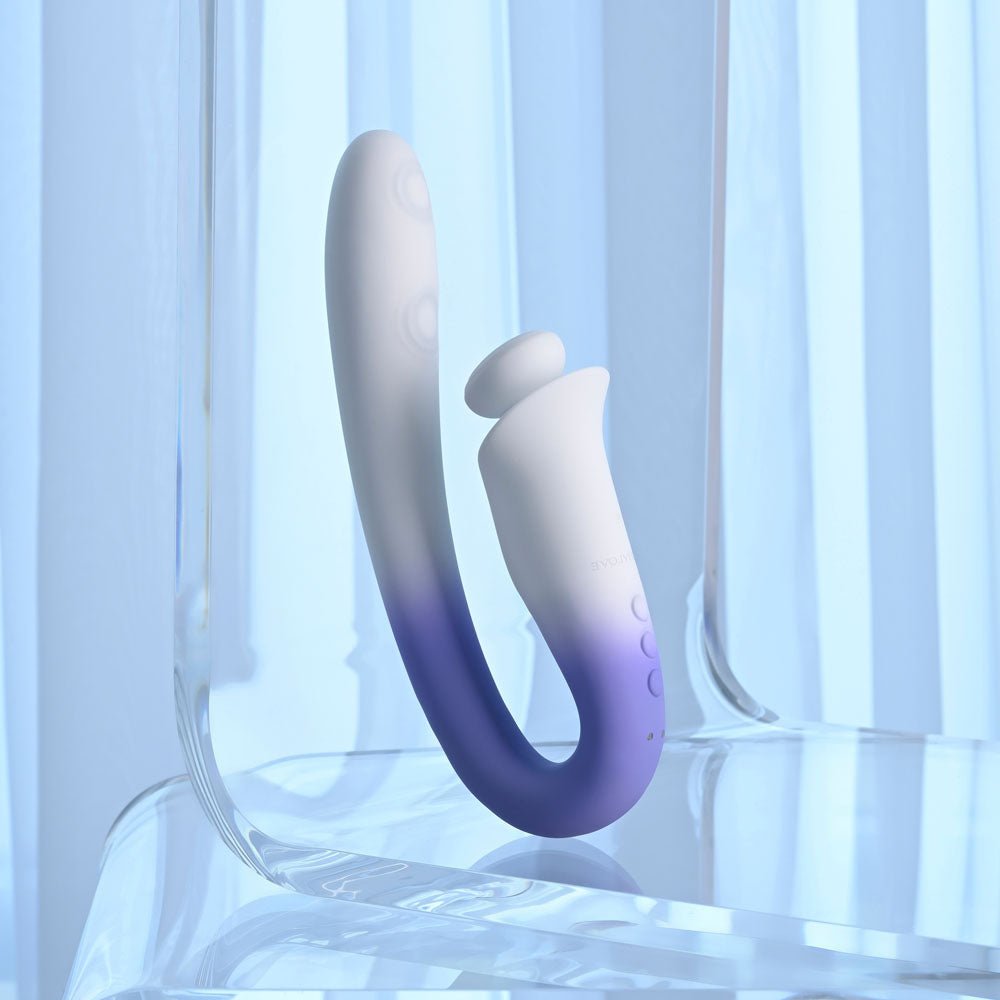 Evolved SPRING LOADED - White/Purple 23 cm USB Rechargeable Multi-Tapping Vibrator - Silk and Sin