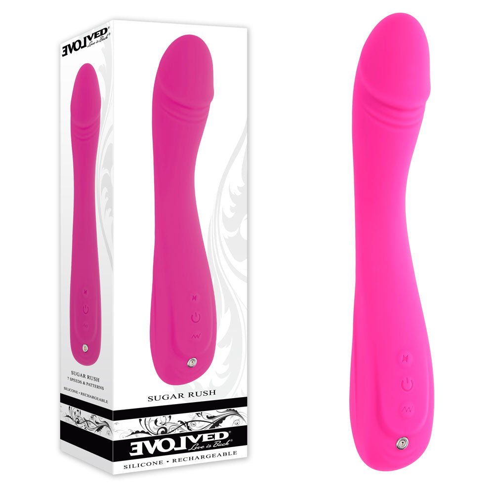 Evolved SUGAR RUSH - Pink 21.6 cm USB Rechargeable Vibrator - Silk and Sin