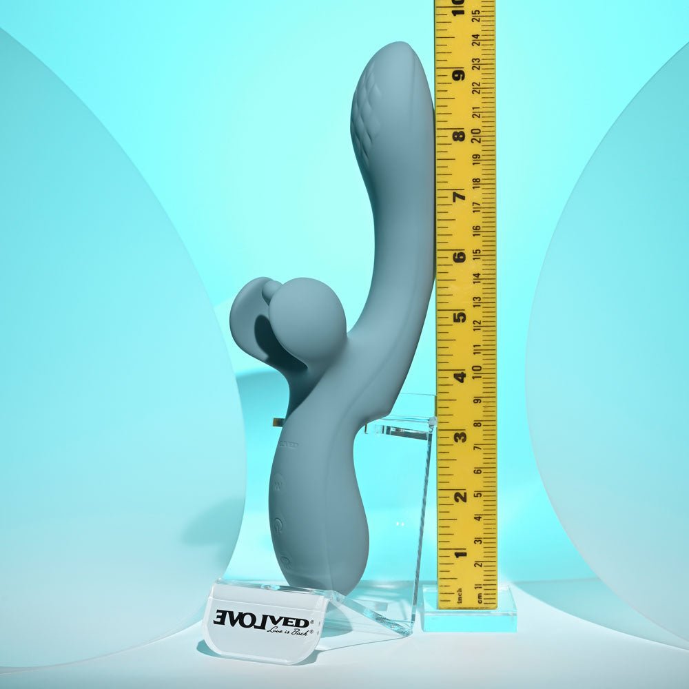 Evolved TAKE YOUR FLICK - Grey 24.1 cm USB Rechargeable Vibrator with Flicking Clitoral Stimulator - Silk and Sin